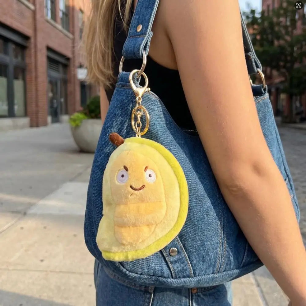 Plushie Cartoon Fruit Durian Keychain, 4" | 9.5 cm — image 1
