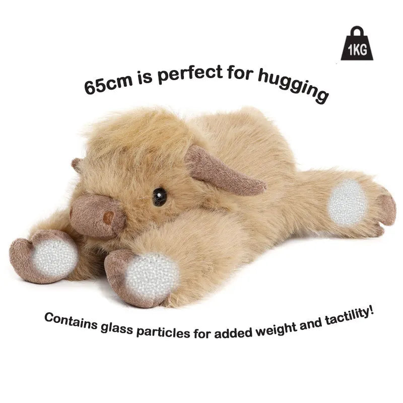 Weighted Highland Cow Plush - Soft Calming Cow Pillow, 26" | 65 cm — image 4
