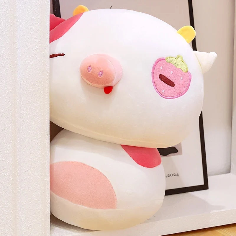 Strawberry Cow Plush Toy - Chubby Soft Cow Pillow, 8-14" | 20-36 cm — image 2