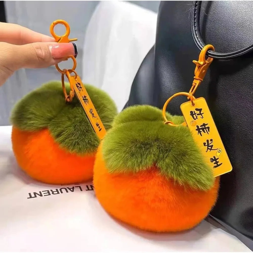 Persimmon Keychain Plush | Cute Mini Fruit Charm Toy — image 3
