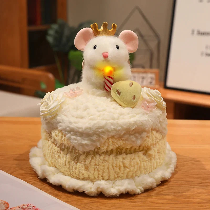 Animal Birthday Cake Plush Toy - Soft Cake with Light-Up Candle, 12" | 30 cm — image 9