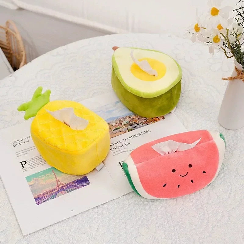 Plush Fruit Tissue Holder for Cars: Three Fruits — image 1