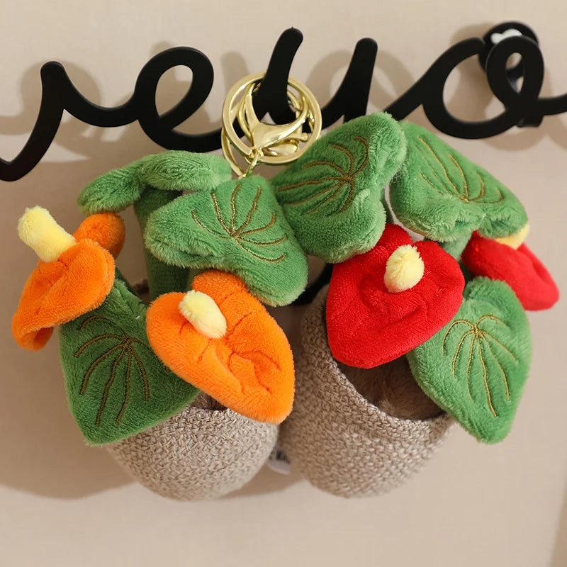 Smiling Anthurium Plush | Potted Flower Doll & Keychain Pendant — image 5