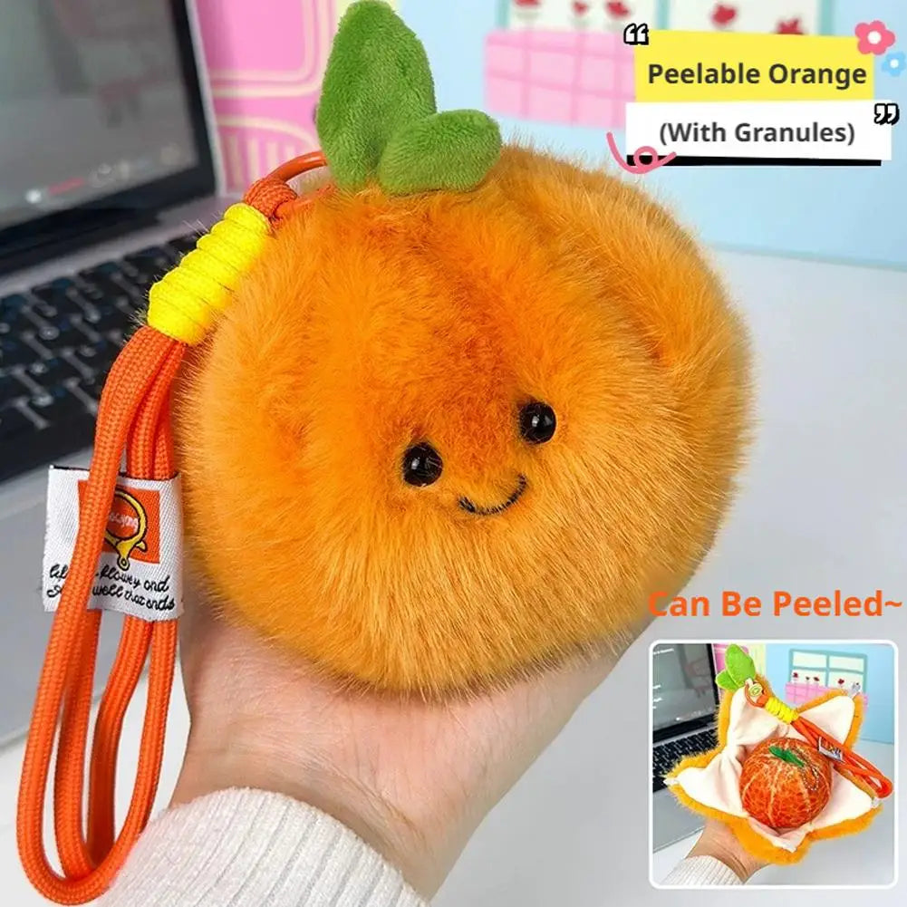Peelable Orange & Citrus Plush Keychain | Cute Simulation Fruit Pendant — image 2