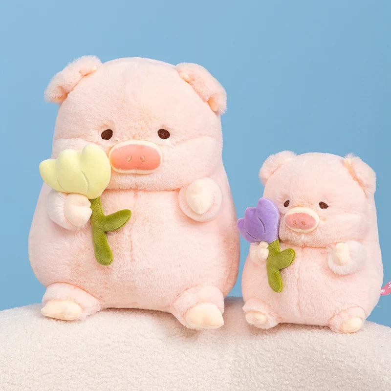 Flower-Holding Pig Plushie, Two Colors, 8-12" | 20-30 cm — image 1