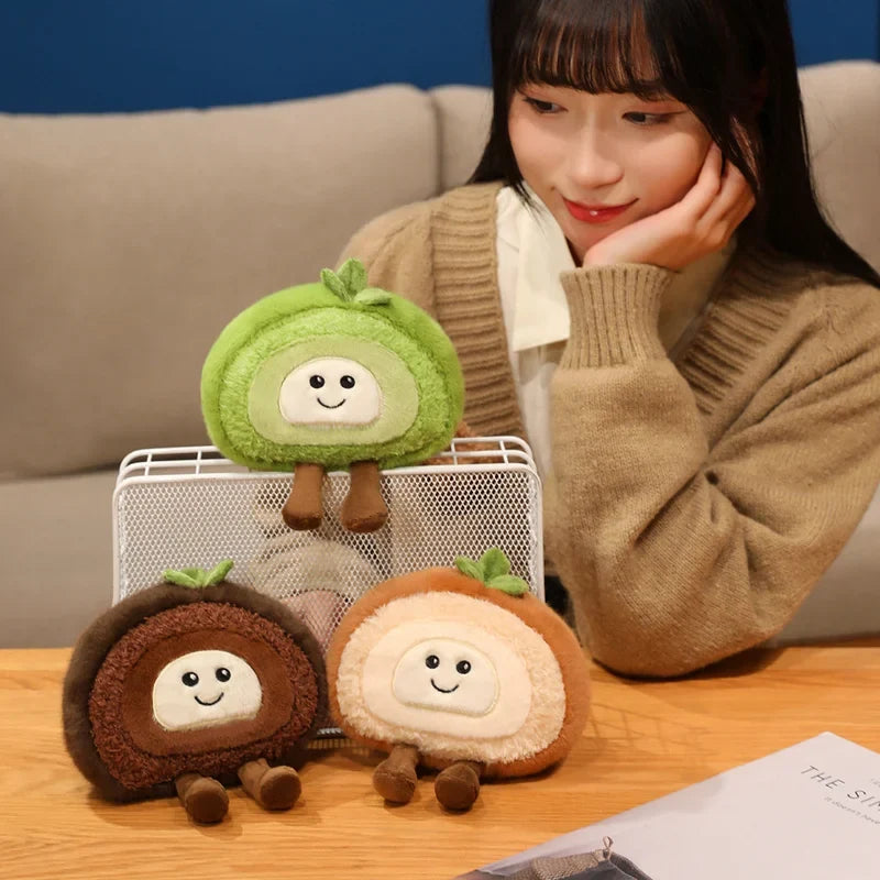 Swiss Roll Plush Pillow | Stuffed Dessert Log Cake Toy, 4x6\ | 10x15 cm" — image 2