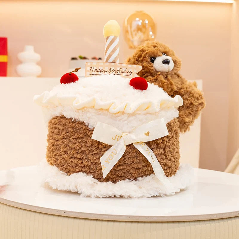 Simulation Cake Bear Plush | Bear with Birthday Cake Stuffed Toy — image 1