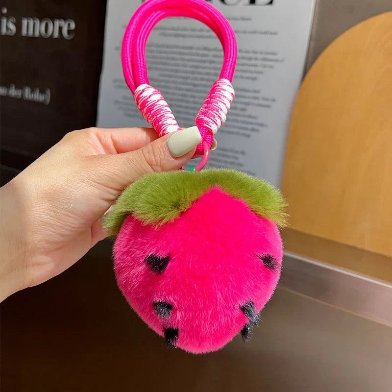 Strawberry Plush Fur Keychain – 5 Colors, 3.5" | 9 cm — image 6