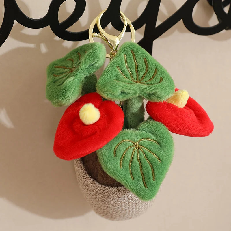 Smiling Anthurium Plush | Potted Flower Doll & Keychain Pendant — image 11