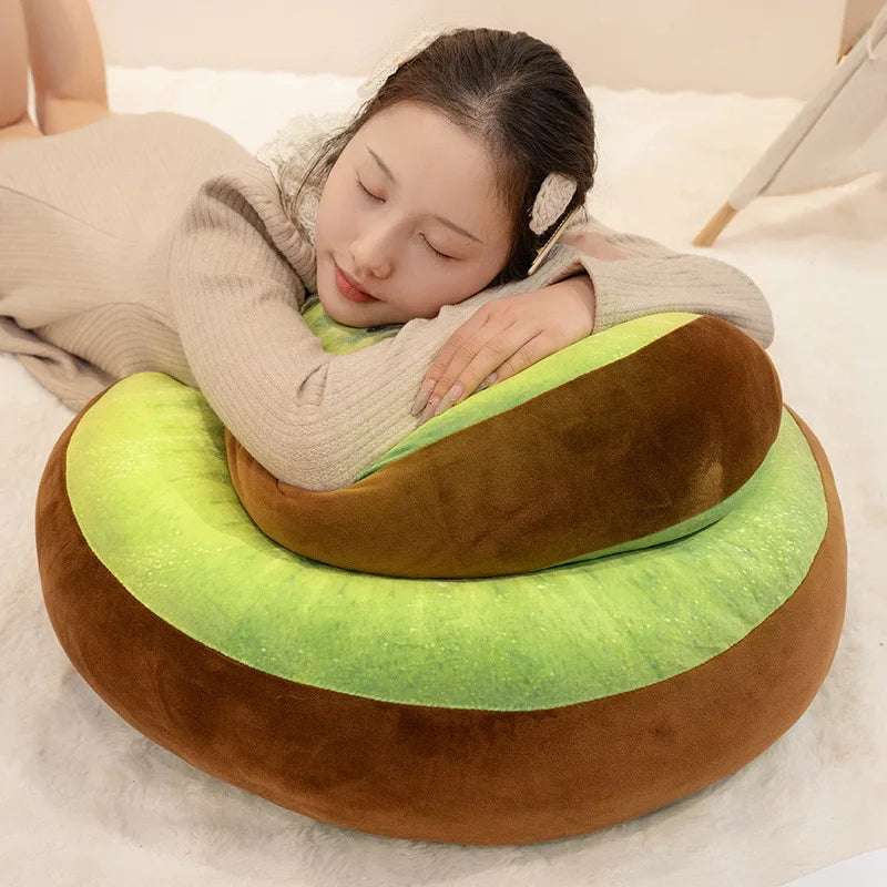 Round Kiwi Fruit Plush Floor Cushion, 8-24" | 20-60 cm — image 2