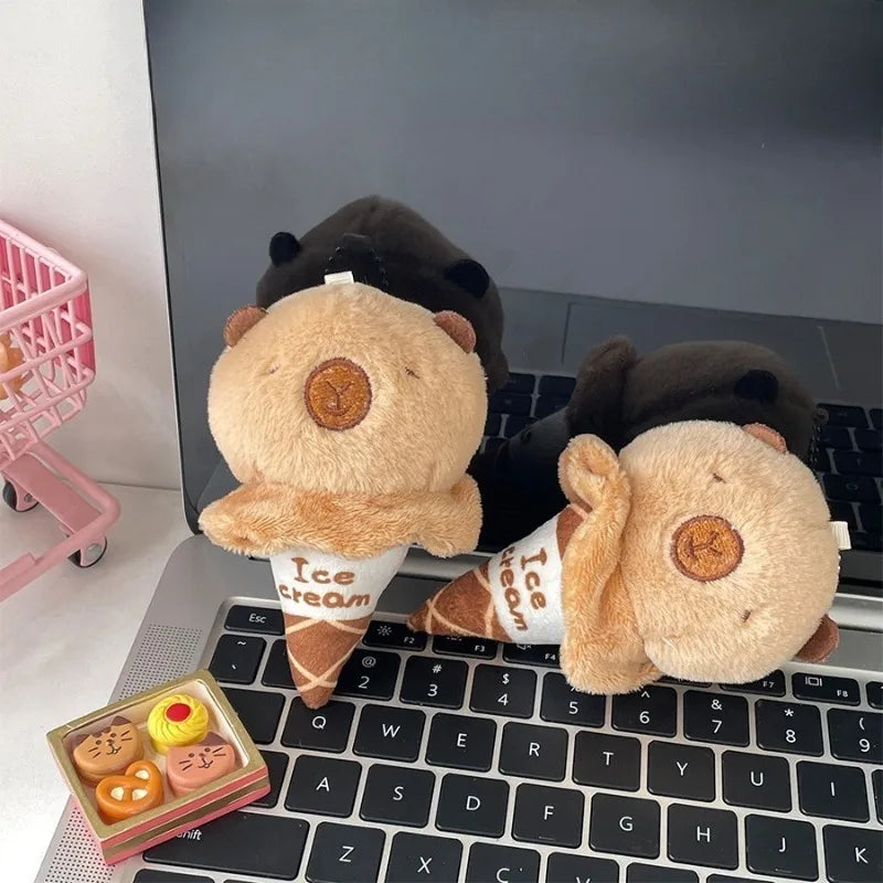 Capybara Ice Cream Plush Keychain - Mini Dessert Charm — image 4