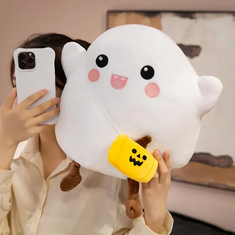 Halloween Ghost Pumpkin Plush Pillow - Soft Spooky Back Cushion, 13" | 32 cm — image 5