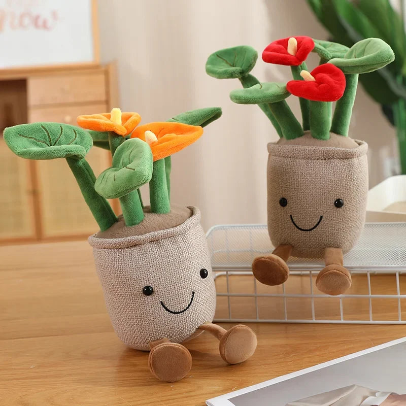 Smiling Anthurium Plush | Potted Flower Doll & Keychain Pendant — image 4