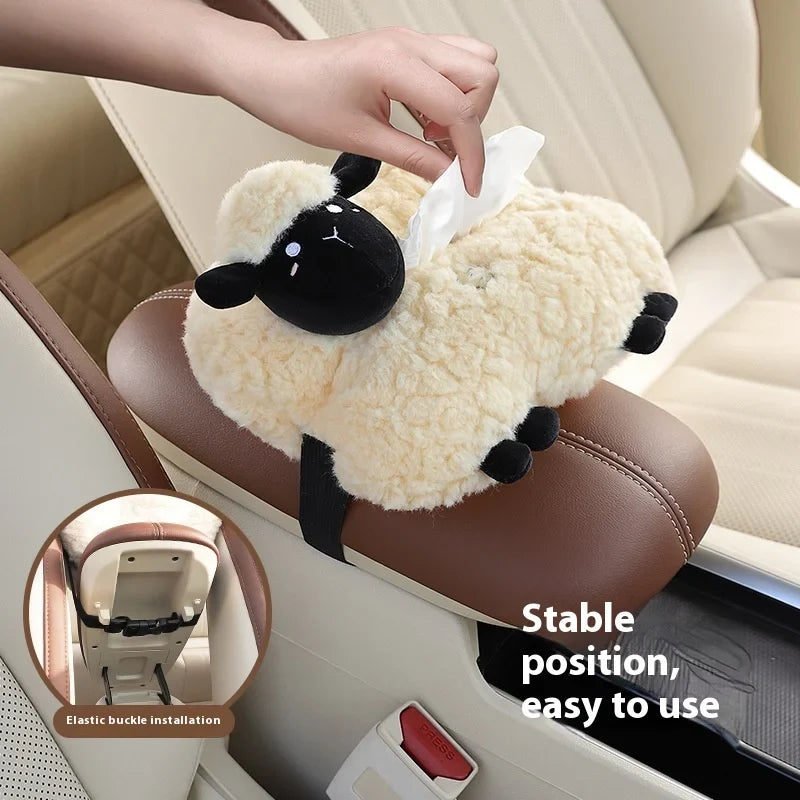 Plushie Lamb Tissue Box Holder for Cars, Two Styles — image 2
