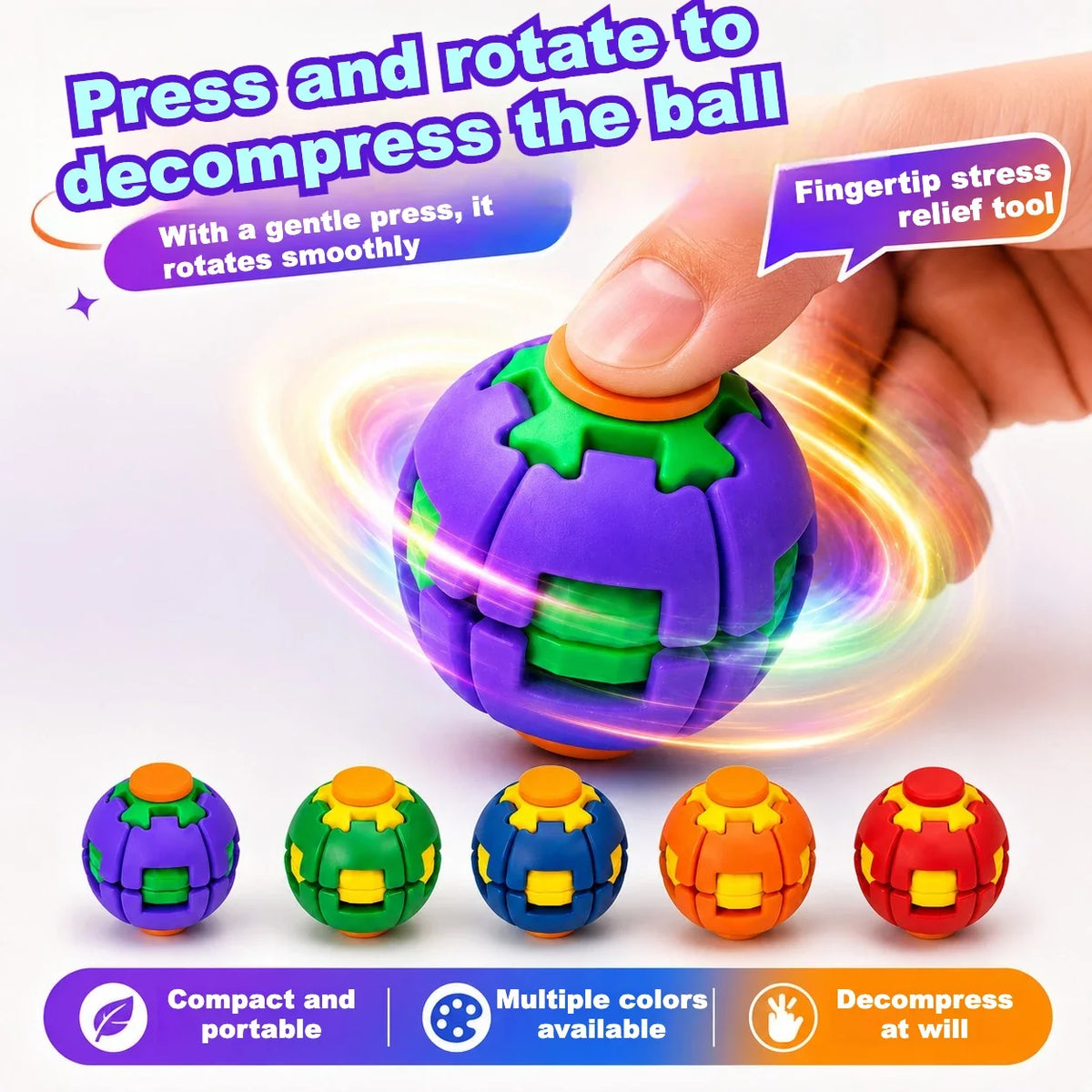 Mini Finger Spinner — Press to Rotate Stress Relief Fidget Toy