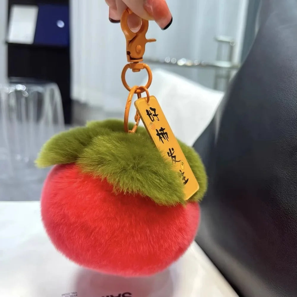 Persimmon Keychain Plush | Cute Mini Fruit Charm Toy — image 2