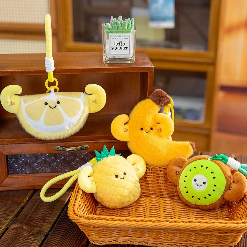 Mini Fruit Plush Keychain Set | Pear, Avocado, Pineapple, Lemon & Banana Pendants, 5\ | 12 cm" — image 3