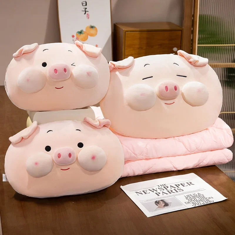Plush Pig Pillow with Blanket | Stuffed Cartoon Piggy, 40–50 cm — image 1