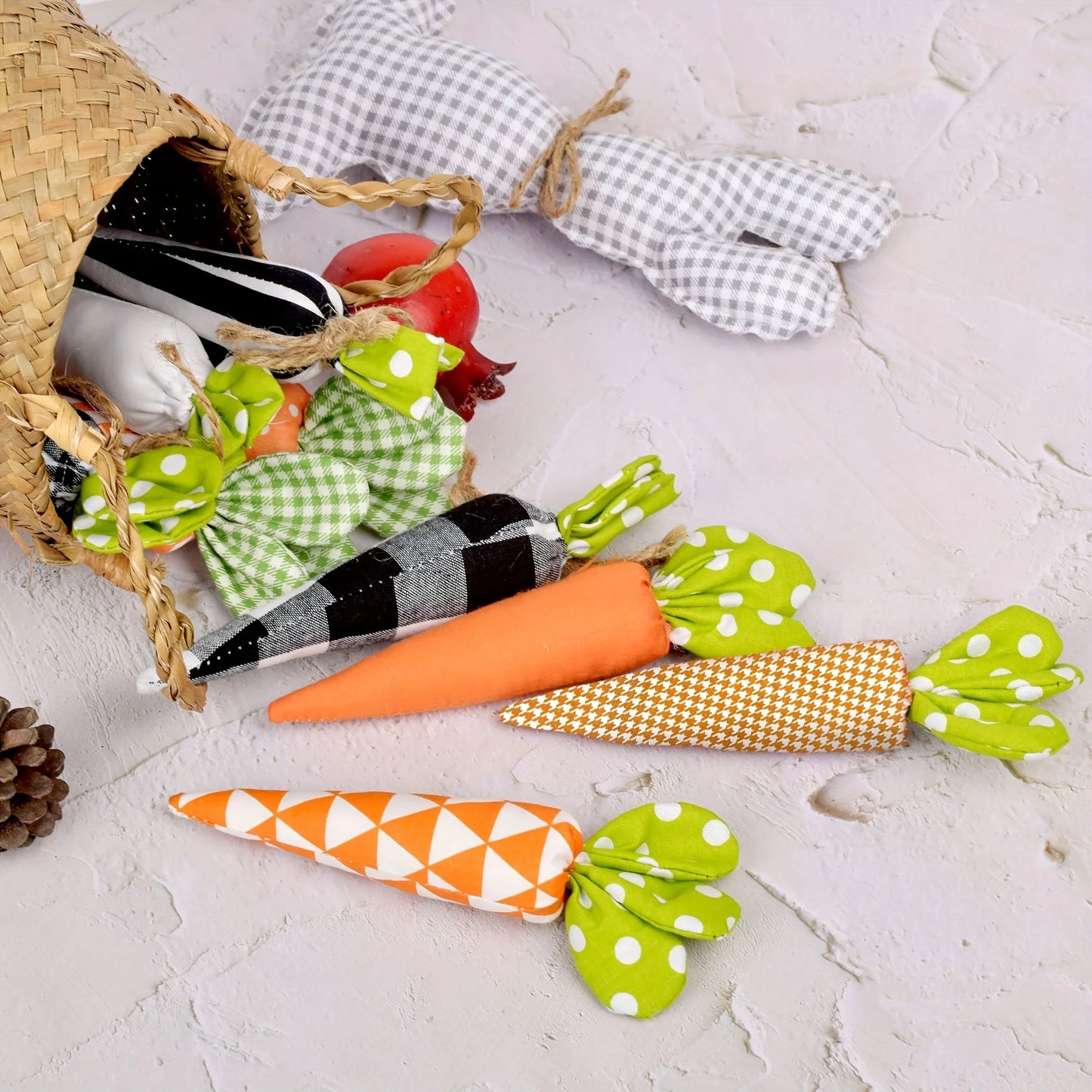 Plushie Carrot Plushies- Set of Five - Festive Spring Decor, 6" | 16 cm — image 5