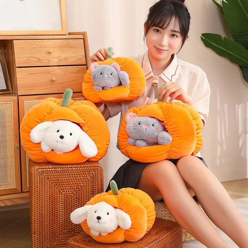 Pumpkin Plushie with Hidden Stuffed Animal — image 2