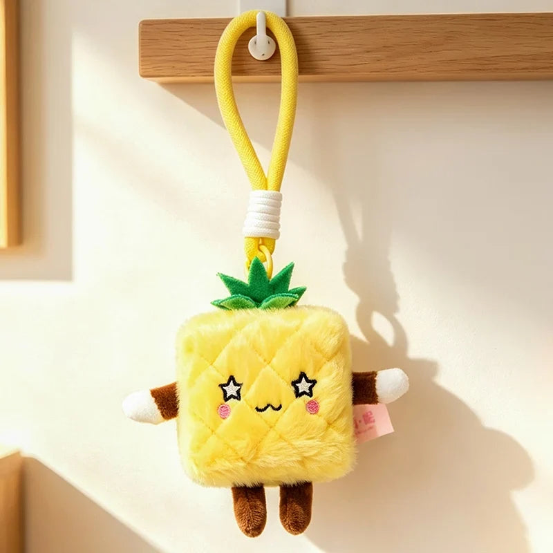 Strawberry & Pineapple Plush Keychain - Mini Fruit Doll, 5.5" | 14 cm — image 3