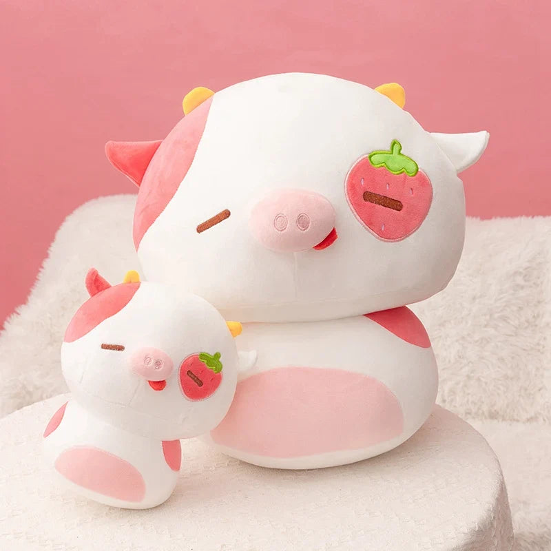 Strawberry Cow Plush Toy - Chubby Soft Cow Pillow, 8-14" | 20-36 cm — image 1