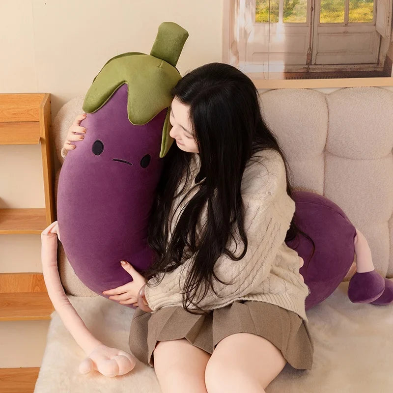 Banana & Eggplant Soothing Pillow | Dual-Fruit Plush Stuffed Cushion — image 3