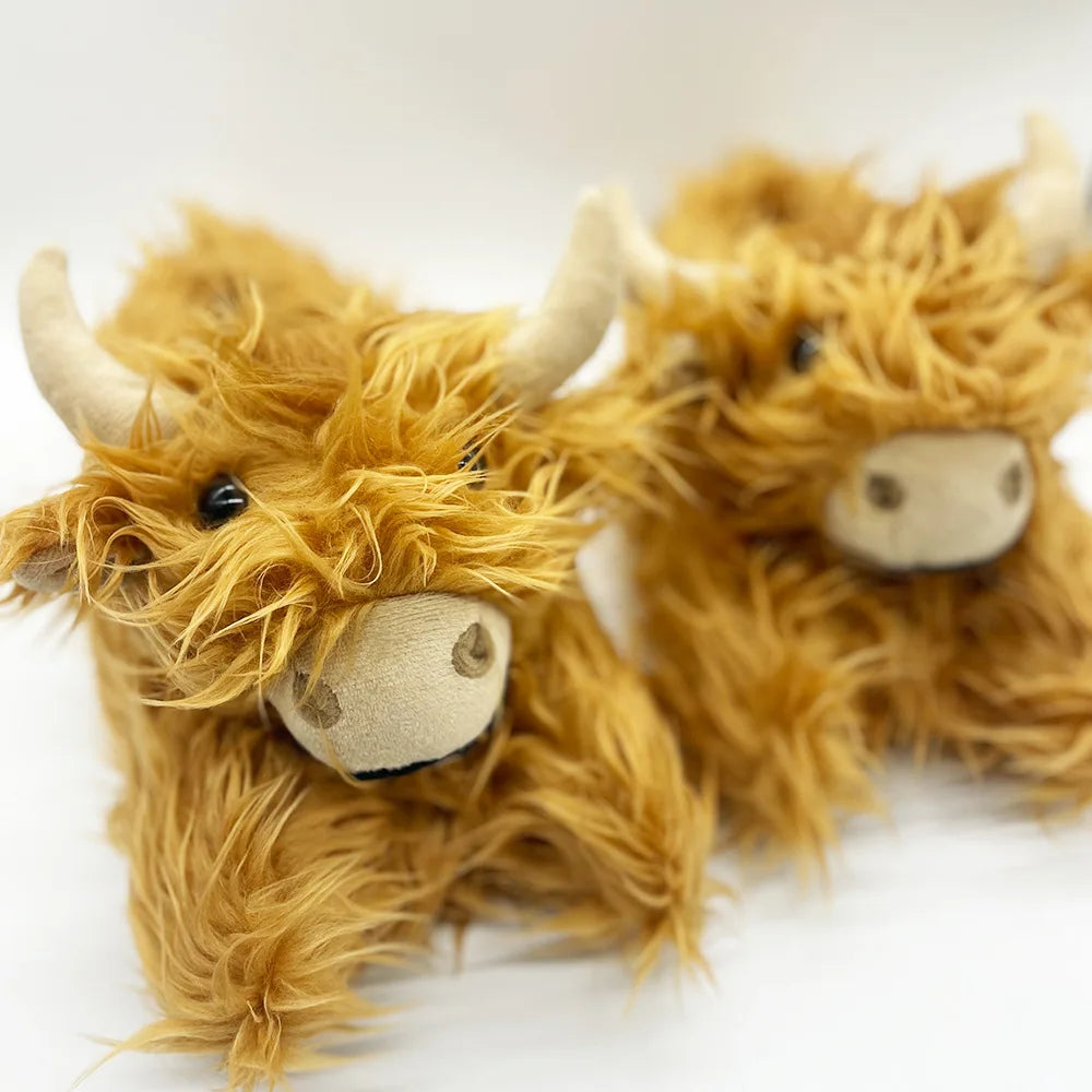 Fluffy Highland Cow Plush Slippers | Warm Indoor Animal Slides for Women & Men — image 8