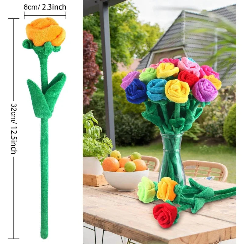Stemmed Rose Plushies, Six Pieces Mixed Colors, 13" | 32 cm — image 2