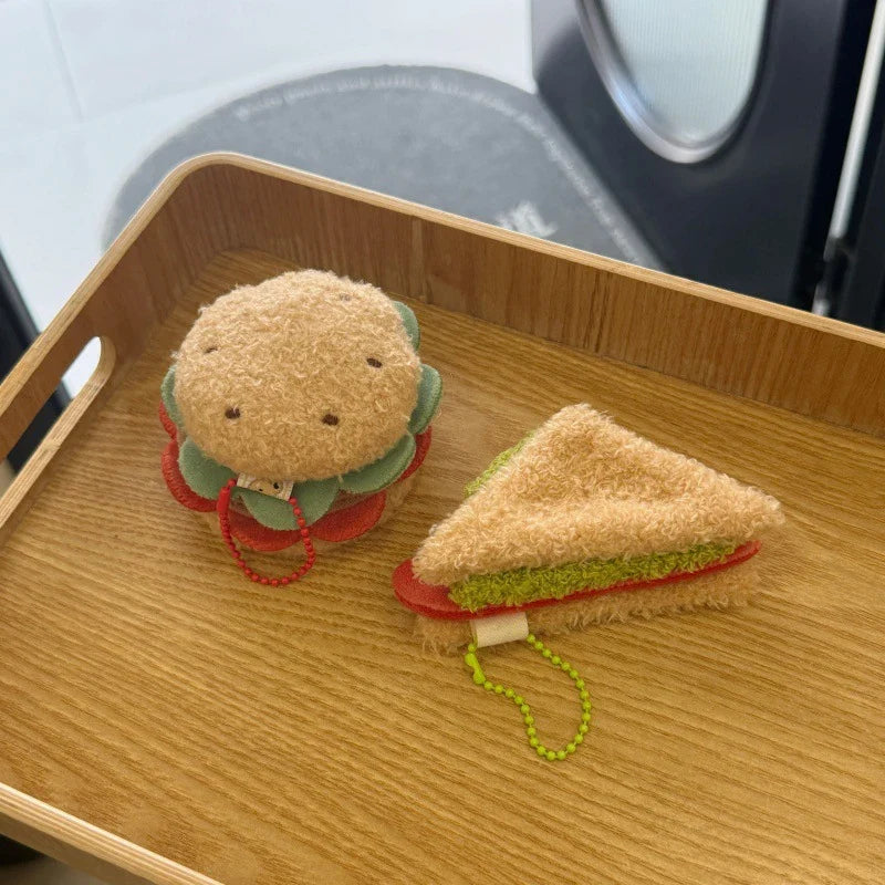 Food-Shaped Plush Keychain Set | Hamburger, Cake & Sandwich Stuffed Pendants — image 2