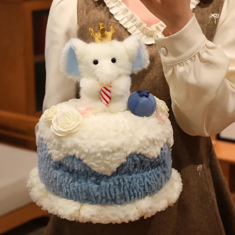 Animal Birthday Cake Plush Toy - Soft Cake with Light-Up Candle, 12" | 30 cm — image 6