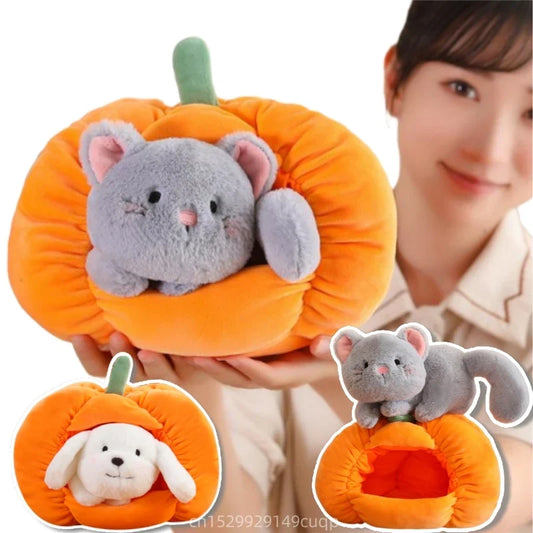 Pumpkin Plushie with Hidden Stuffed Animal — image 1