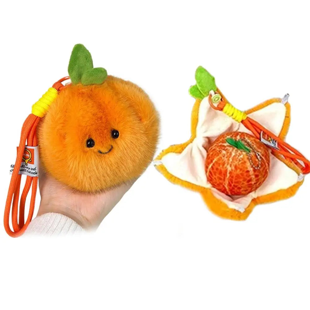 Peelable Orange & Citrus Plush Keychain | Cute Simulation Fruit Pendant — image 7