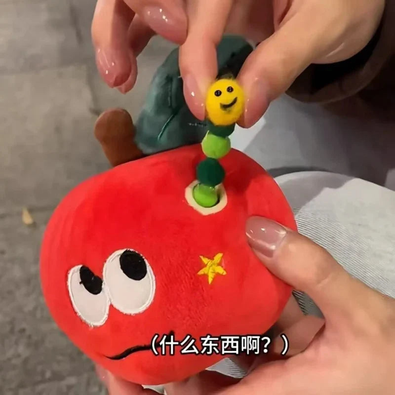 Surprise Red Apple Plush Toy | Hidden Caterpillar Ring Gift Box, 4\ | 10 cm" — image 2