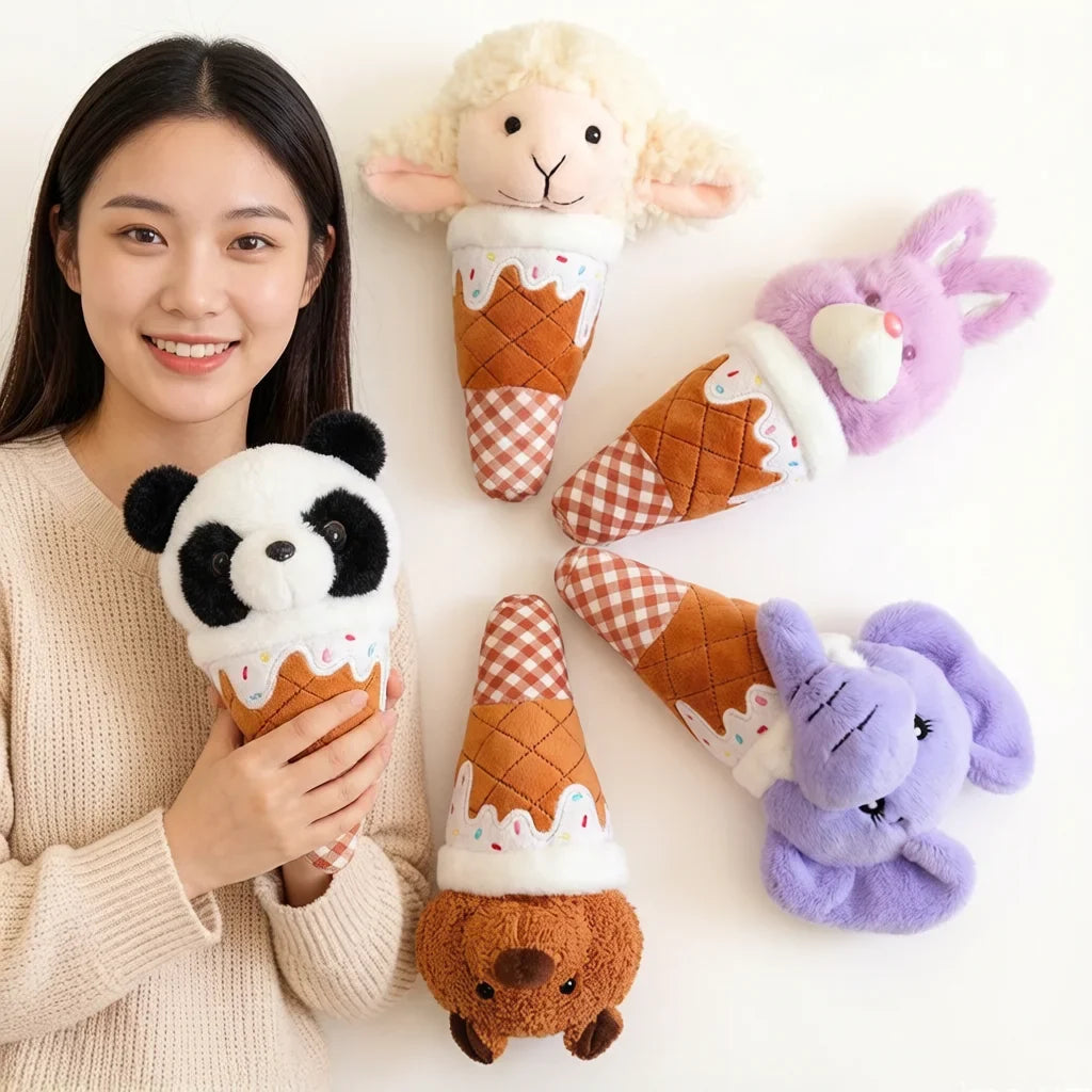 Ice Cream Cone Plush Toy - Soft Animal Cone Doll, 7" | 18 cm — image 1