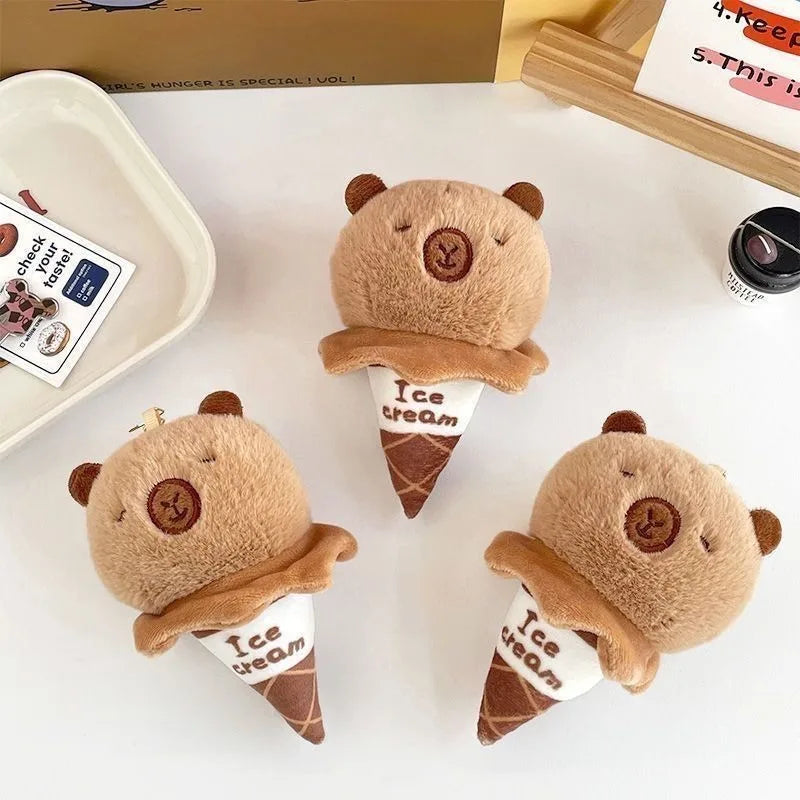 Capybara Ice Cream Plush Keychain - Mini Dessert Charm — image 2