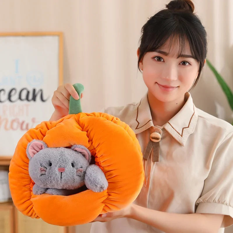 Pumpkin Plushie with Hidden Stuffed Animal — image 3