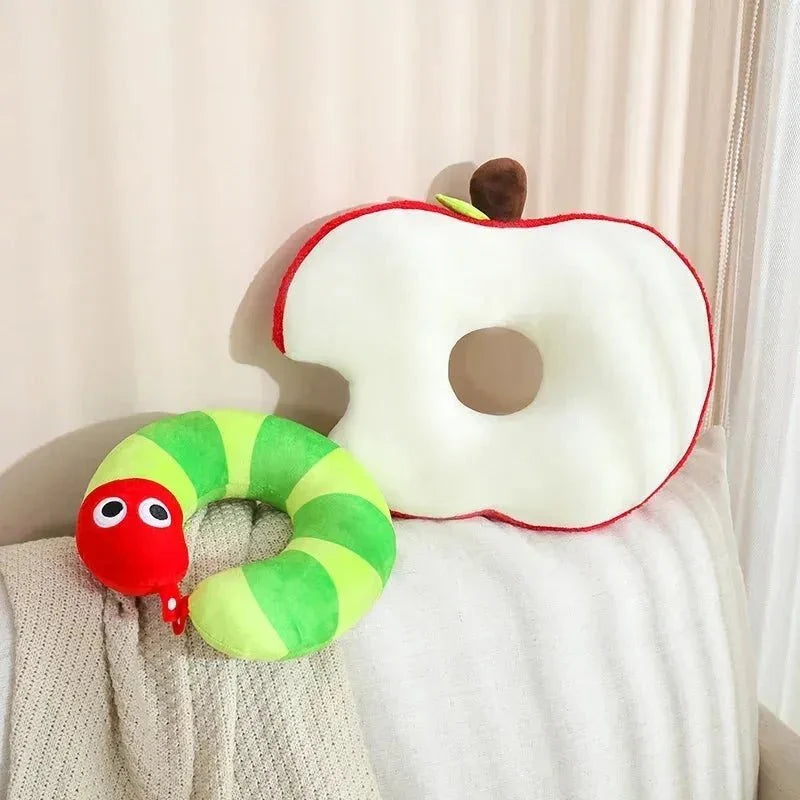 Apple & Worm Plushie Set – Unique Backrest and Neck Pillow — image 1