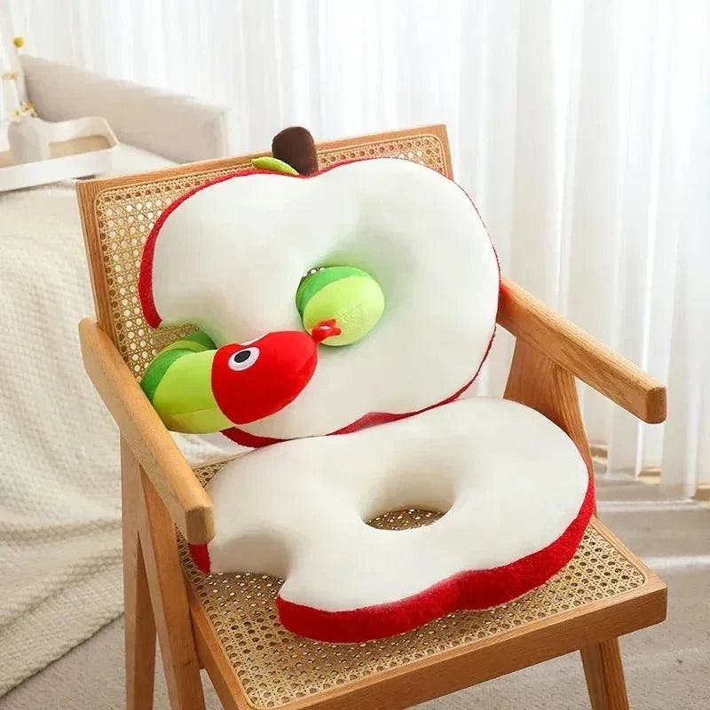 Apple & Worm Plushie Set – Unique Backrest and Neck Pillow — image 2
