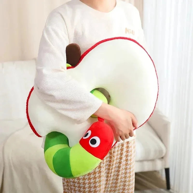 Apple & Worm Plushie Set – Unique Backrest and Neck Pillow — image 6