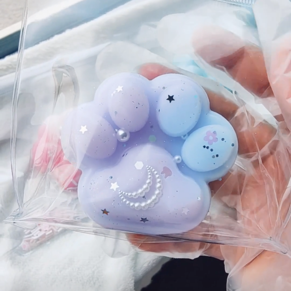 Handmade Silicone Cat's Paw Stress Relief Squishy Toy---Purple & Blue – product image 2