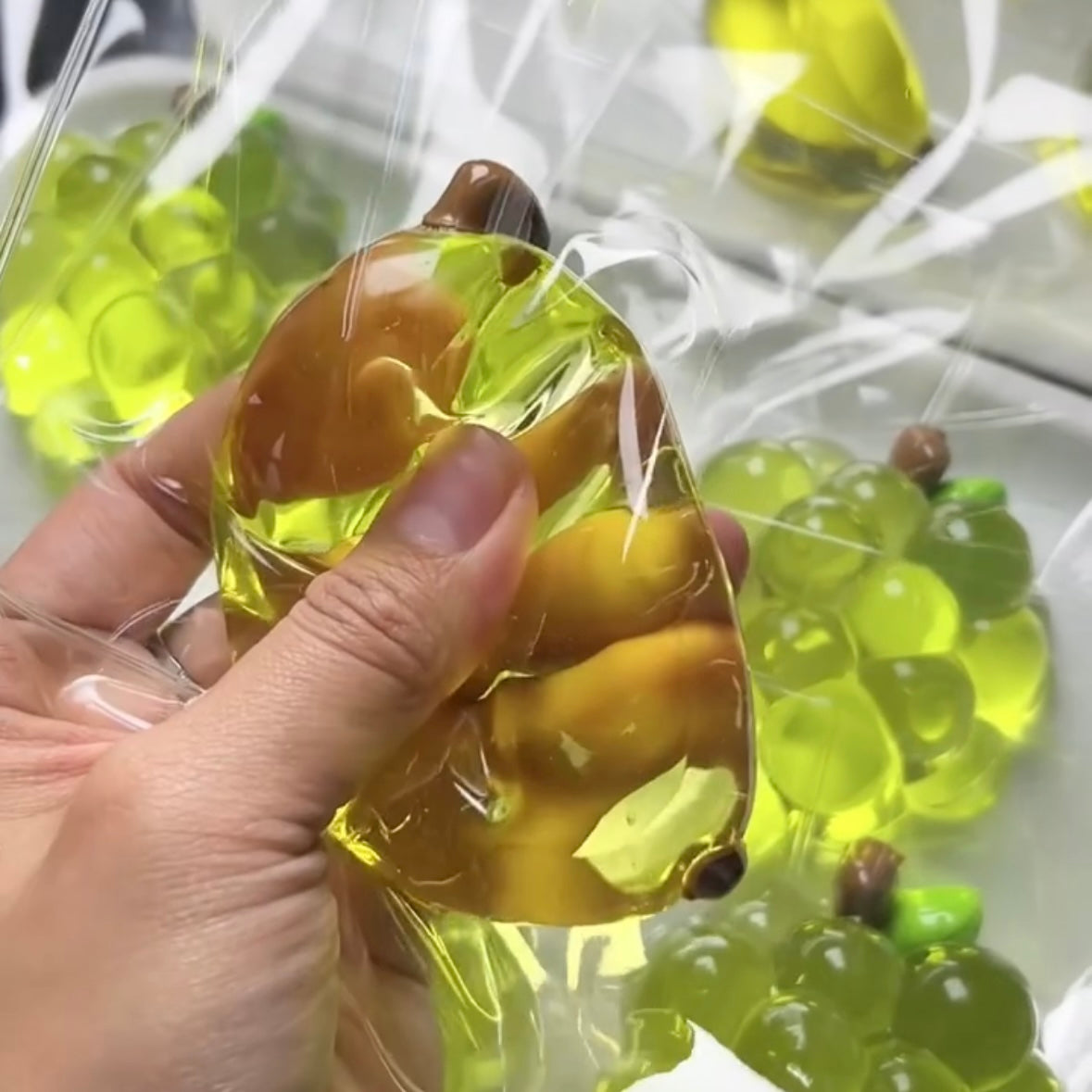 Transparent Green Grape & Banana Taba Squishy Toy – product image 7