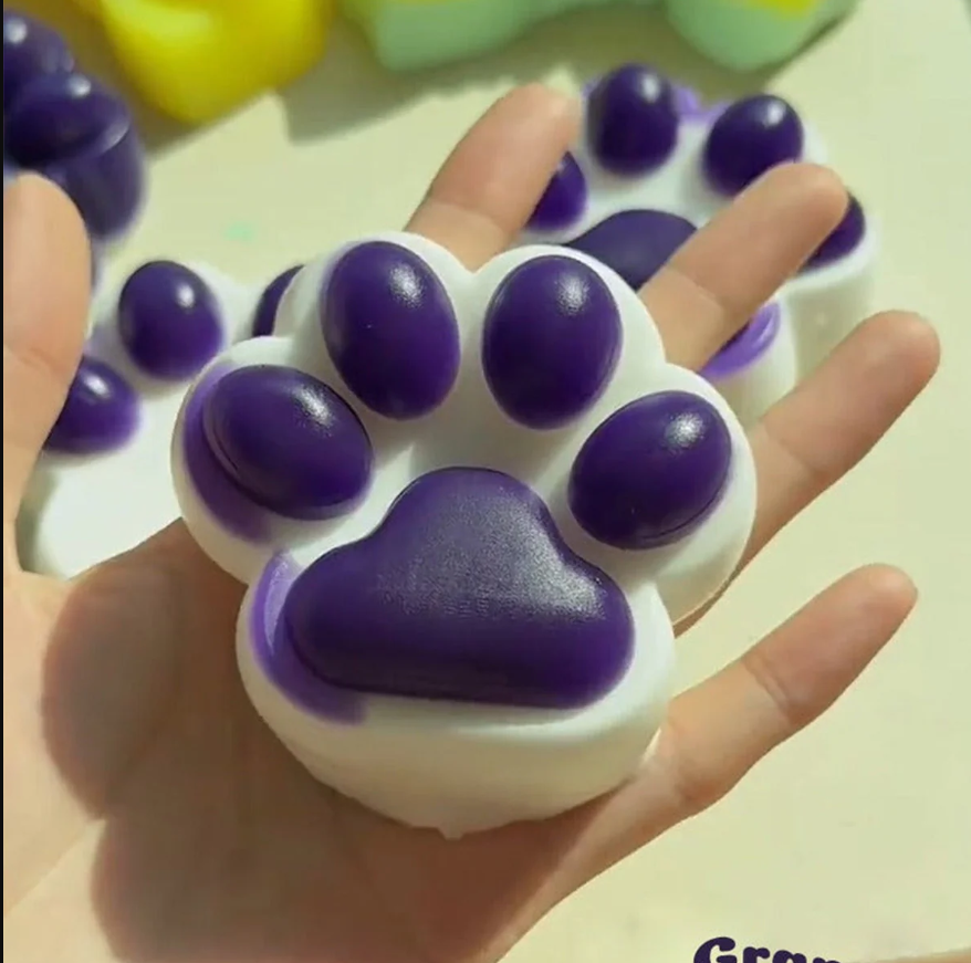 Handmade Silicone Cat's Paw Taba Squishy Toy — Purple & Black Cat's Paw / Purple & White Cat's Paw – product image 7