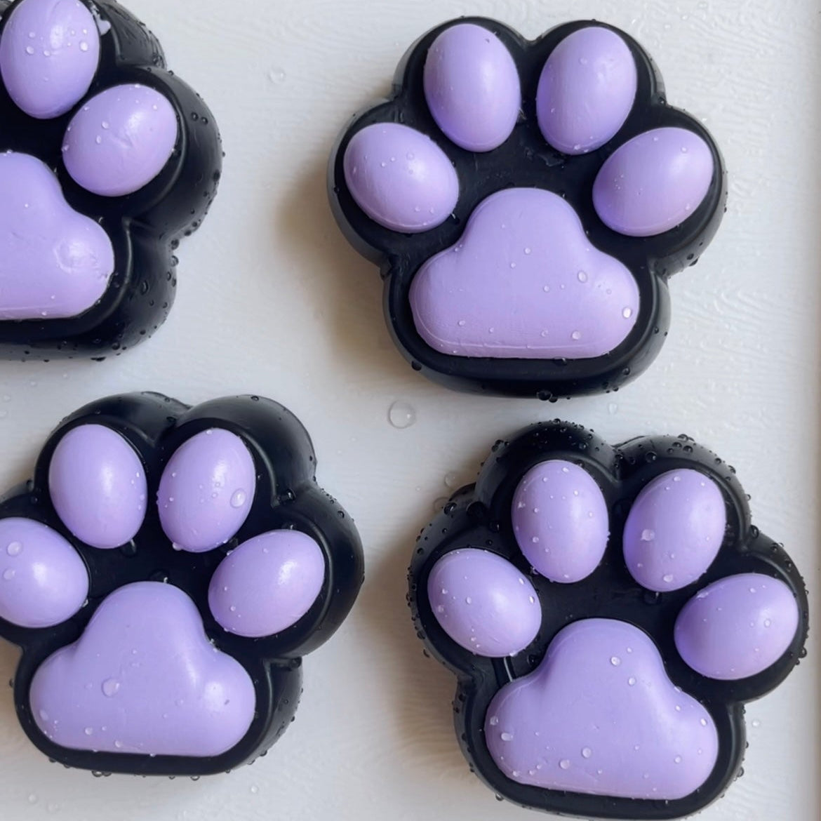 Handmade Silicone Cat's Paw Taba Squishy Toy — Purple & Black Cat's Paw / Purple & White Cat's Paw