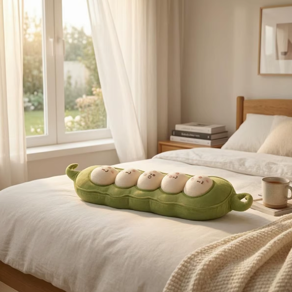 Edamame Body Pillow - Long Soft Pea Pod Plush Cushion, 35-47" | 90-120 cm — image 7