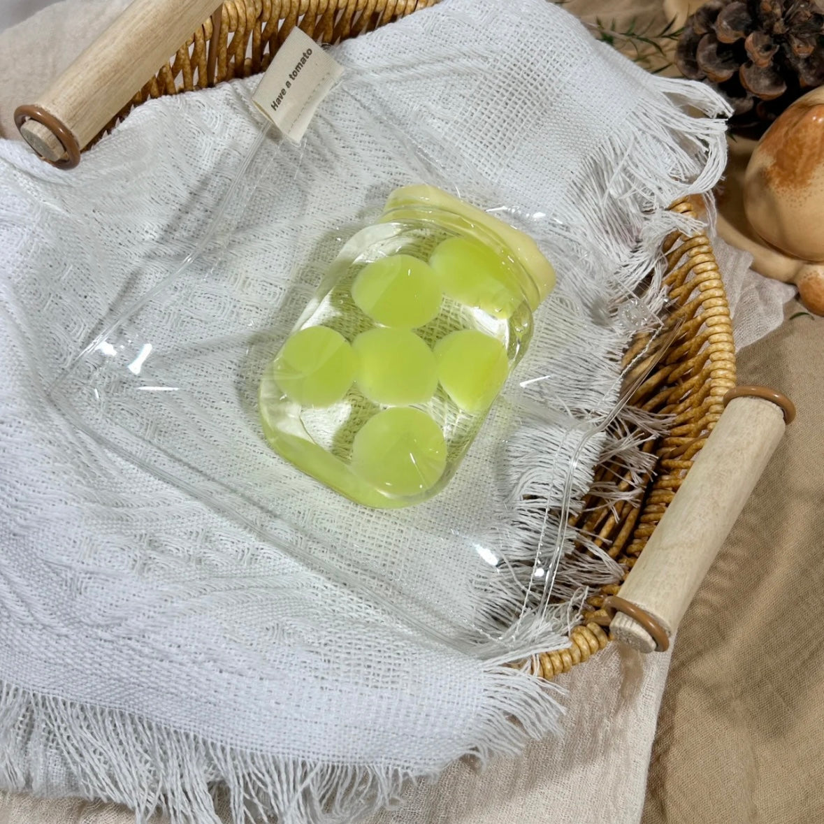 Handmade Transparent Mango Strawberry Yellow Peach Green Grape Taba Squishy Toy – product image 10