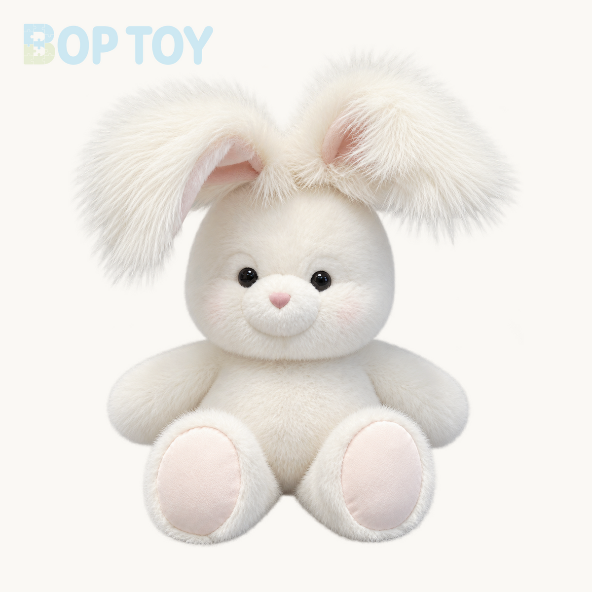 Little Y white bunny plush without dress, complete seated product view
