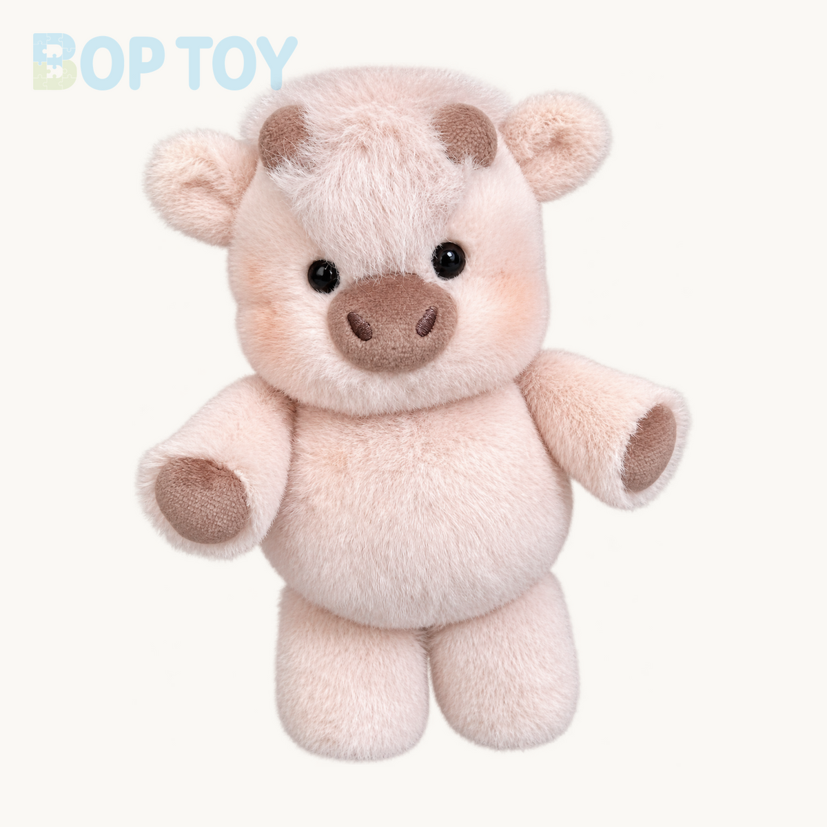 Guava Pink Highland Cow plush bag charm, isolated product view