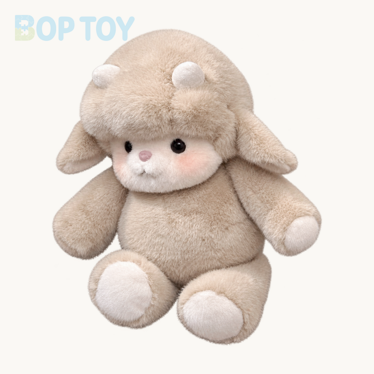 Mire Beige Lamb plush, isolated complete seated product view