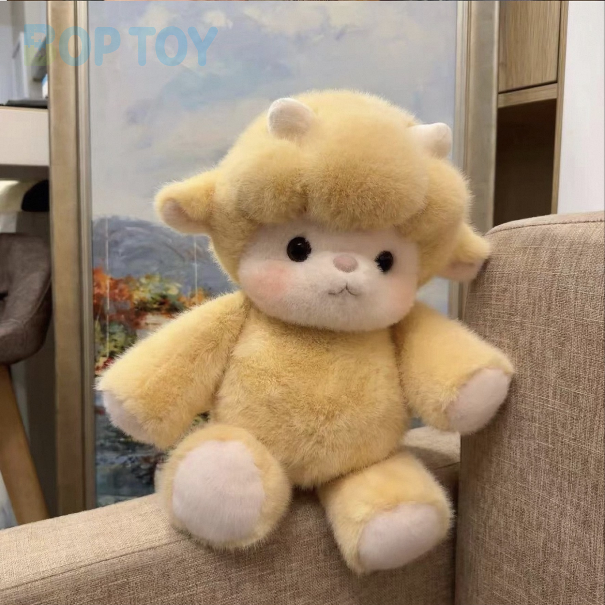 Puff Golden Yellow Lamb plush, actual product photograph